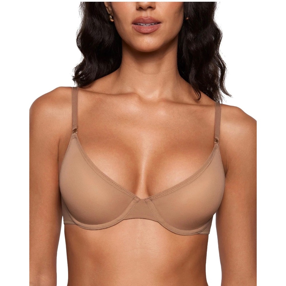 Inlyric Mesh Bra IB008 Gravel Beige Unlined Underwire 36C NWT Lingerie Nude Gold